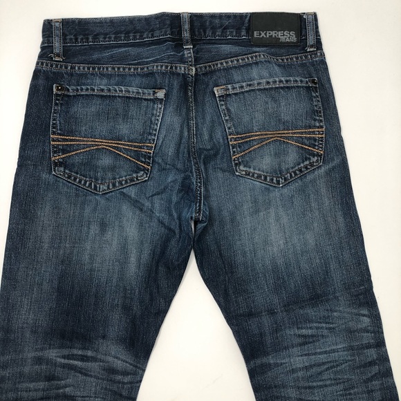 Express Womens Dark Wash Distressed Denim Sz: 32 - Picture 4 of 10